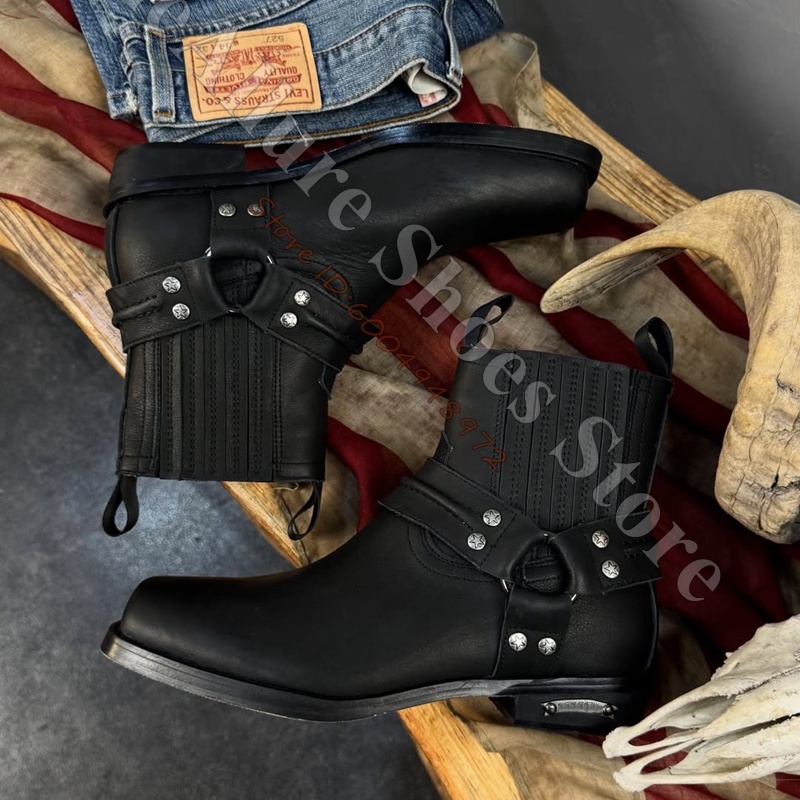 레트로 스타일의 바이크 코트웨어풍 남성용 앵클 부츠,  - Leather Classic Strap 리뷰 및 가격