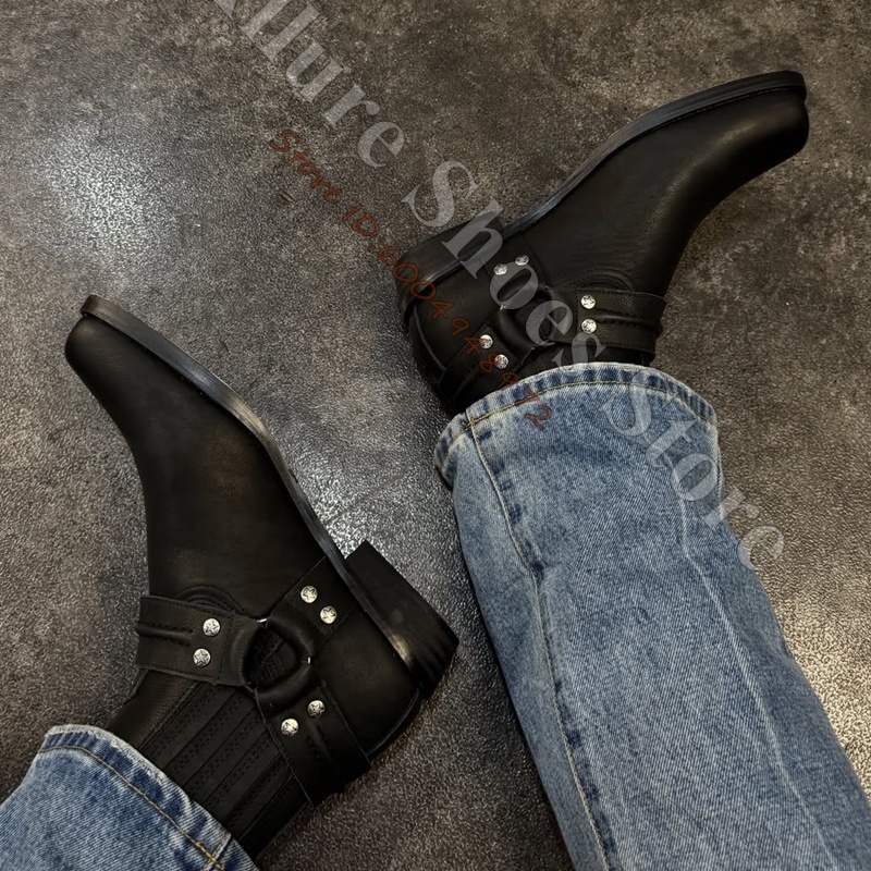 레트로 스타일의 바이크 코트웨어풍 남성용 앵클 부츠,  - Leather Classic Strap 리뷰 및 가격